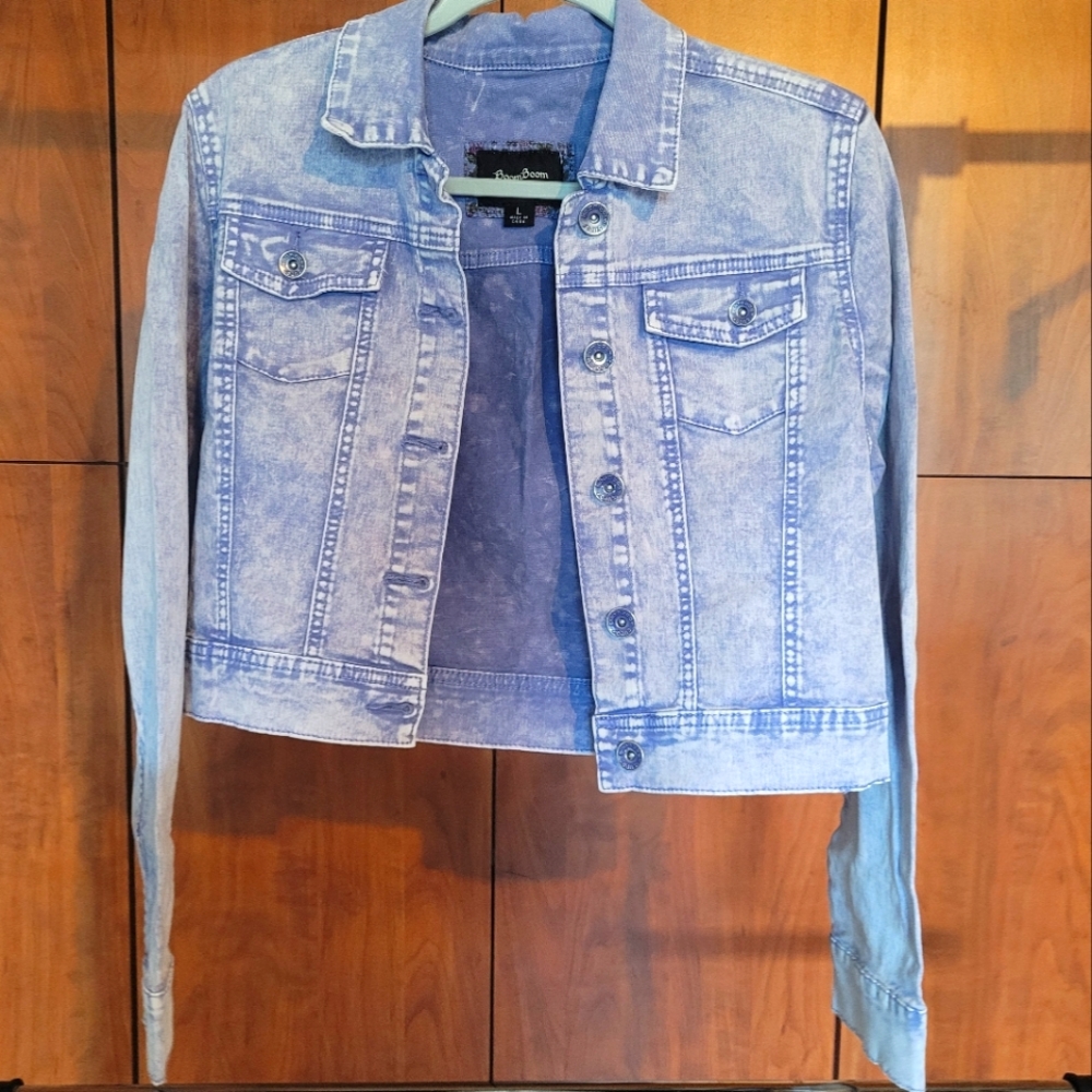 Boom Boom Jeans light purple acid wash denim jacket Size Large